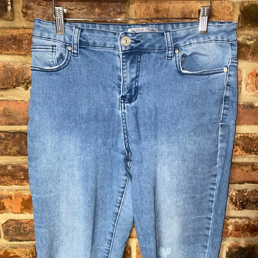 Amanda Paige Faded Medium Wash Blue Denim Skinny Leg Fit Jeans Women's Size 8